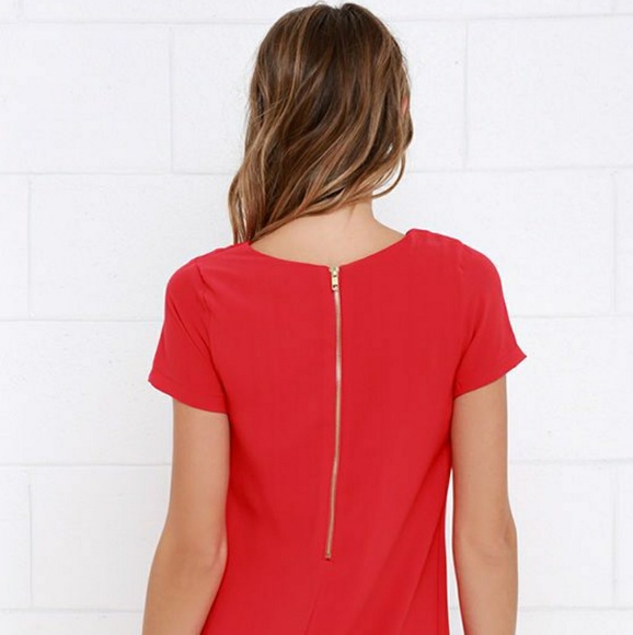 Lulus Shift and Shout Red Shift Mini Dress - Picture 2 of 7